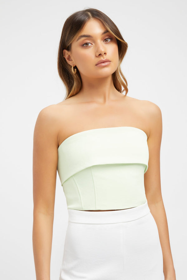 Kookai Oyster Corset Top Lime Cream