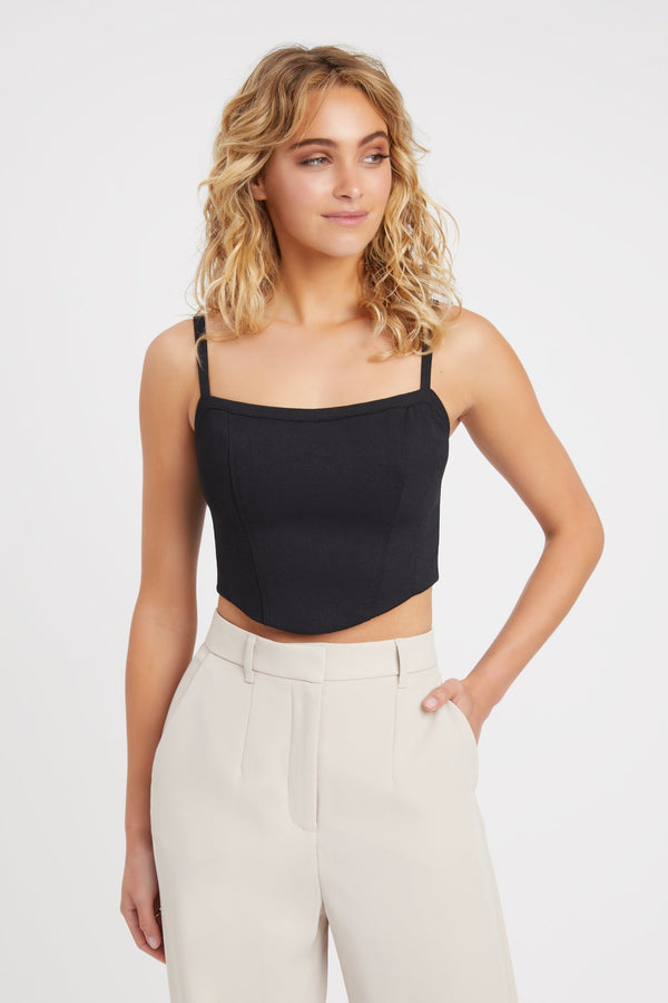 kookai Oyster Curved Crop Black