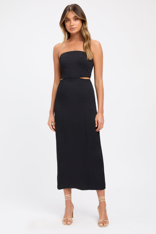 kookai Oyster Cut Out Midi Dress Black