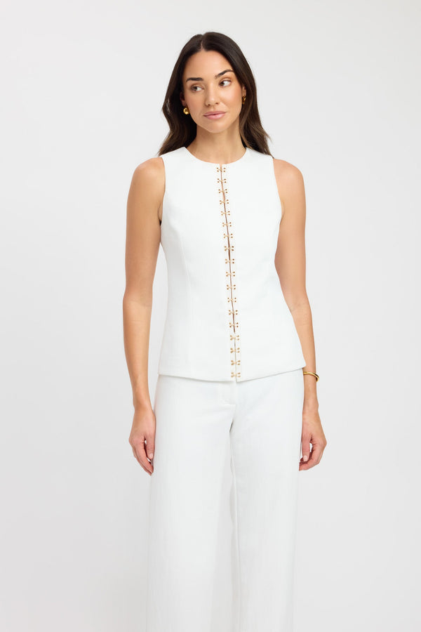 Kookai Oyster Hook Crew Top Natural White