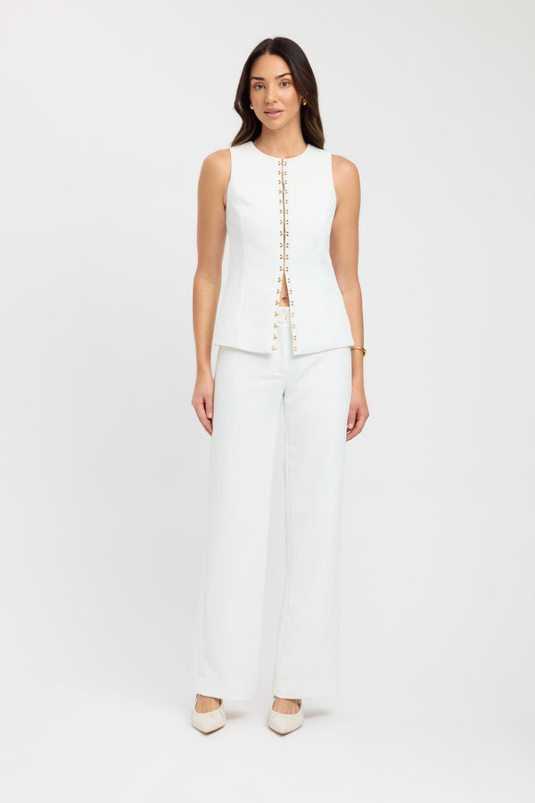 kookai Oyster Hook Crew Top Natural White