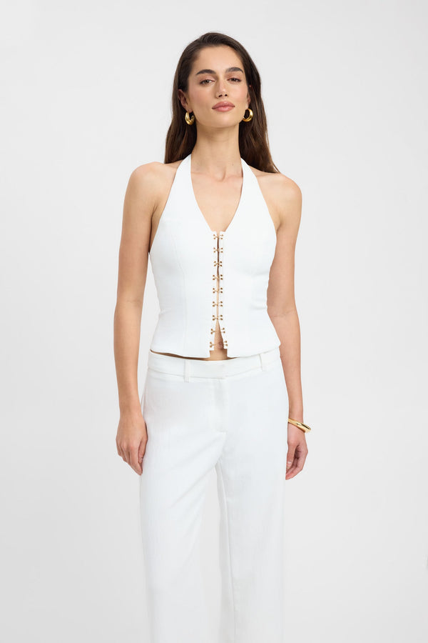 Kookai Oyster Hook Vest Natural White