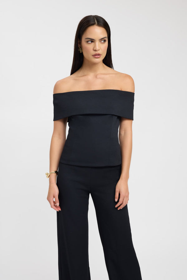 Kookai Oyster Off Shoulder Top Black