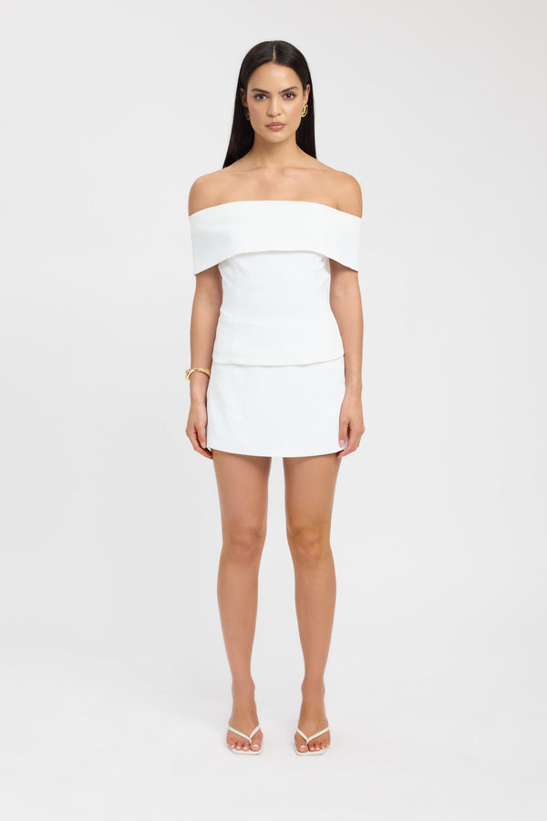 Kookai Oyster Off Shoulder Top Natural White