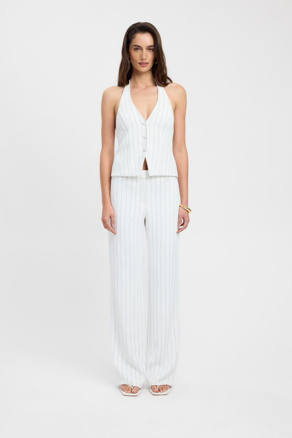kookai Oyster Pinstripe Pant Natural White/Navy