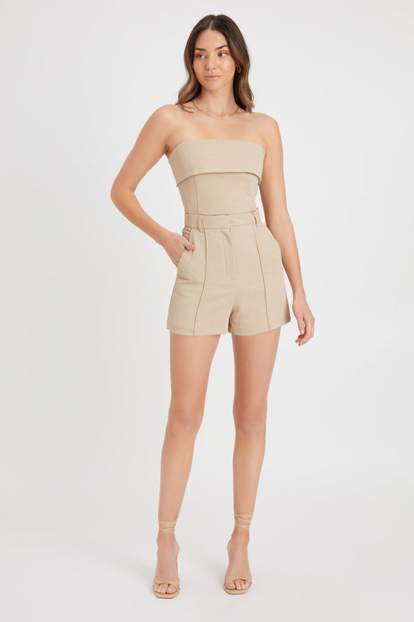 kookai Oyster Pintuck Shorts Latte