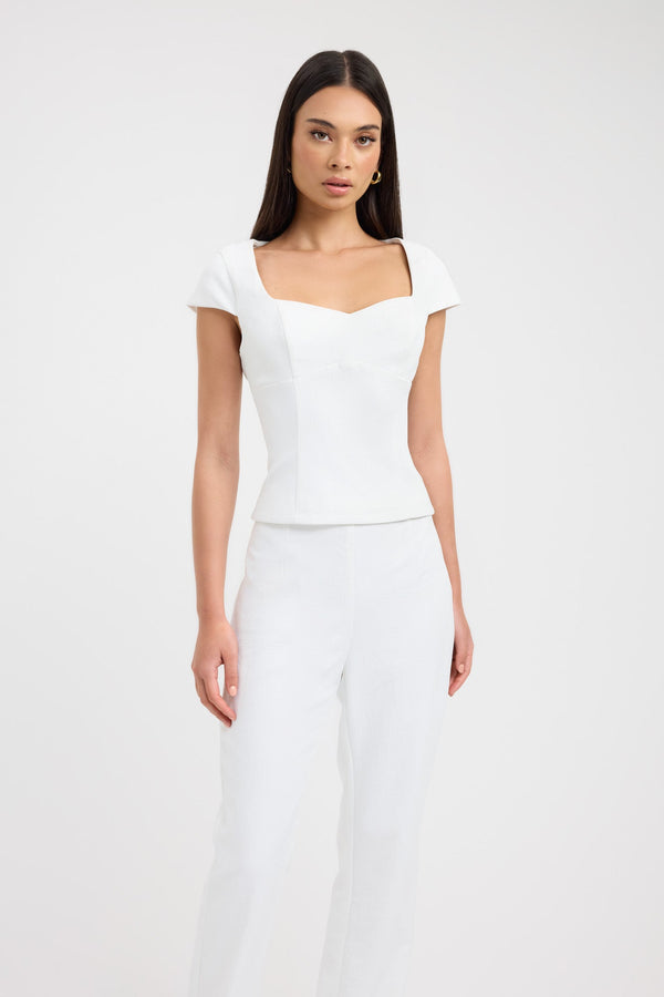 Kookai Oyster Short Sleeve Top Natural White