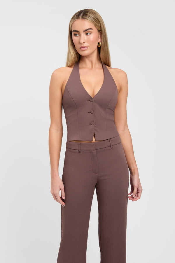 Kookai Oyster Staple Vest Mocha
