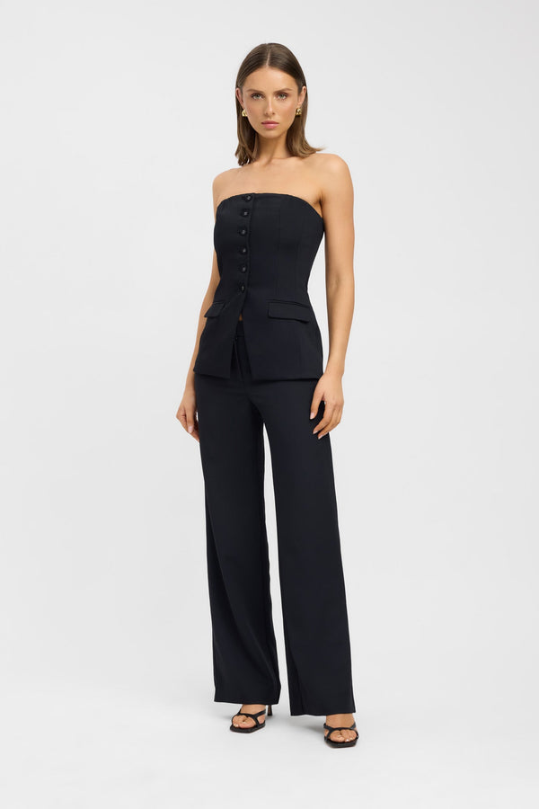 Kookai Oyster Strapless Button Top Black