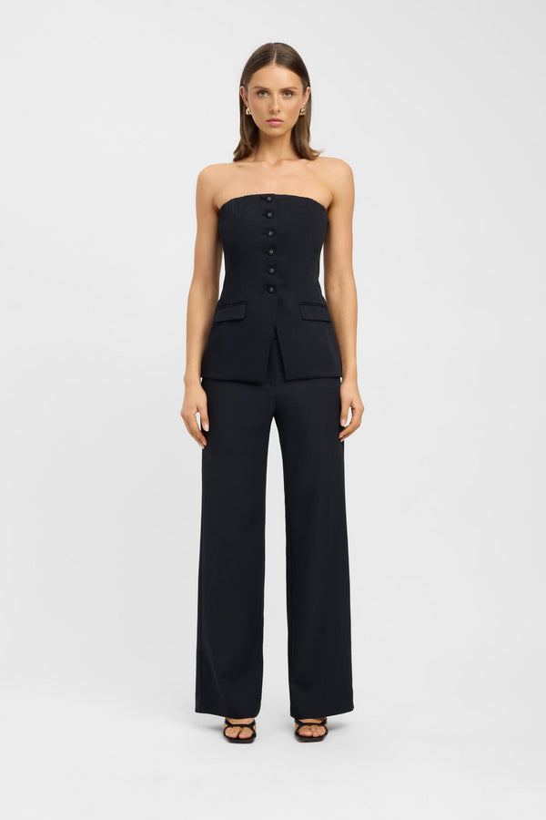 kookai Oyster Strapless Button Top Black