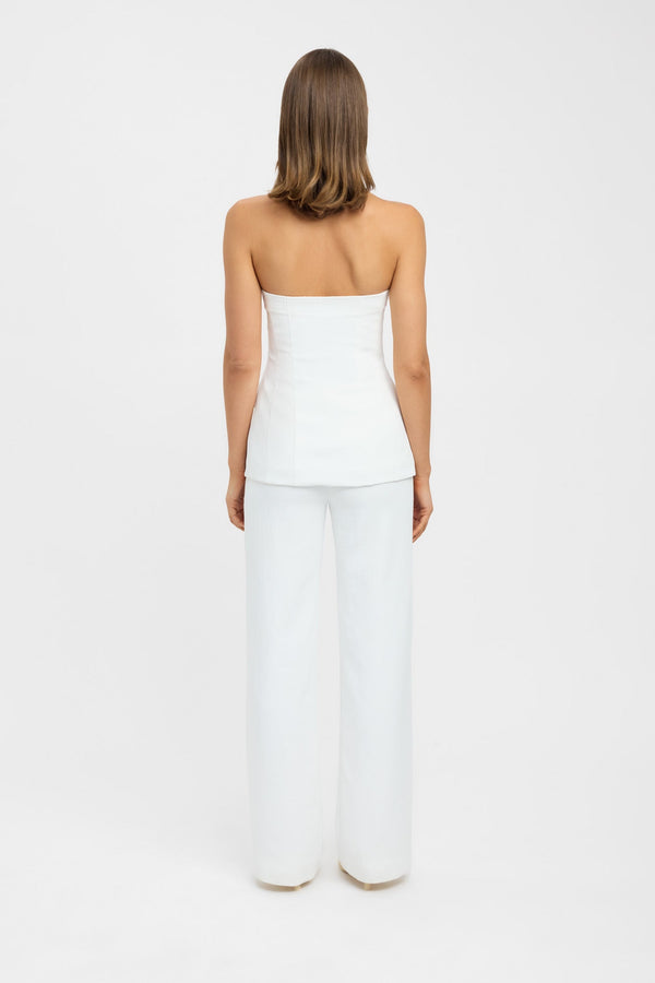 Kookai Oyster Strapless Button Top Natural White