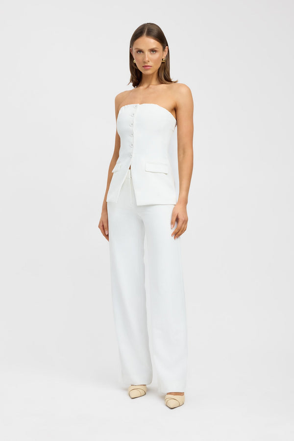 Kookai Oyster Strapless Button Top Natural White