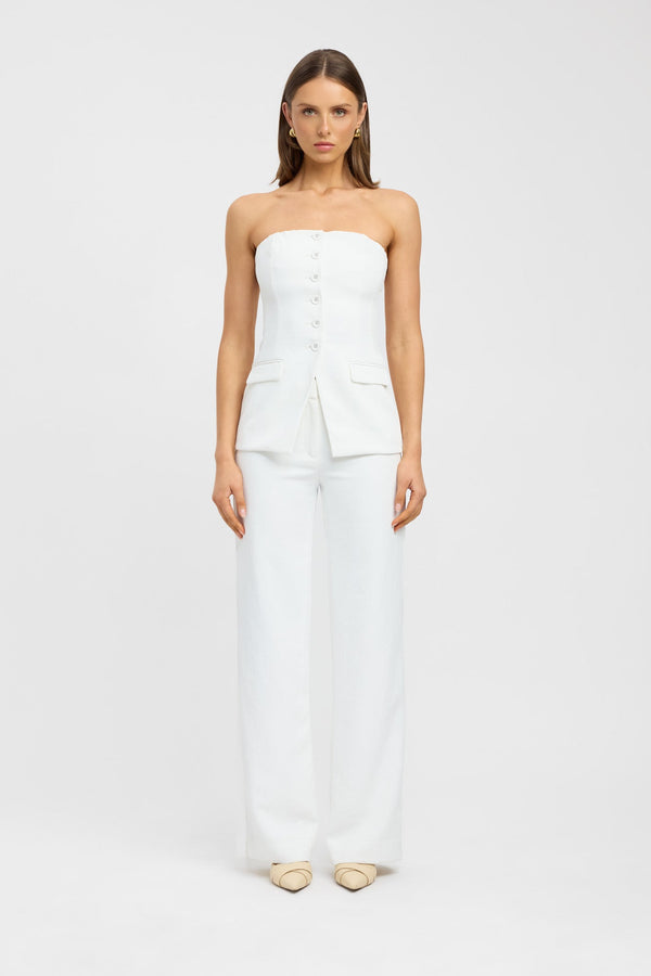kookai Oyster Strapless Button Top Natural White