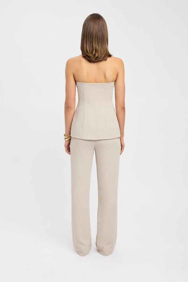 Kookai Oyster Strapless Button Top Oat