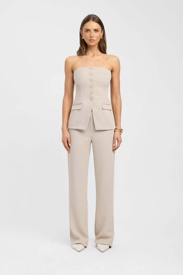 kookai Oyster Strapless Button Top Oat