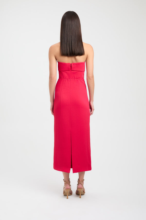 Kookai Oyster Strapless Midi Dress Cherry Red