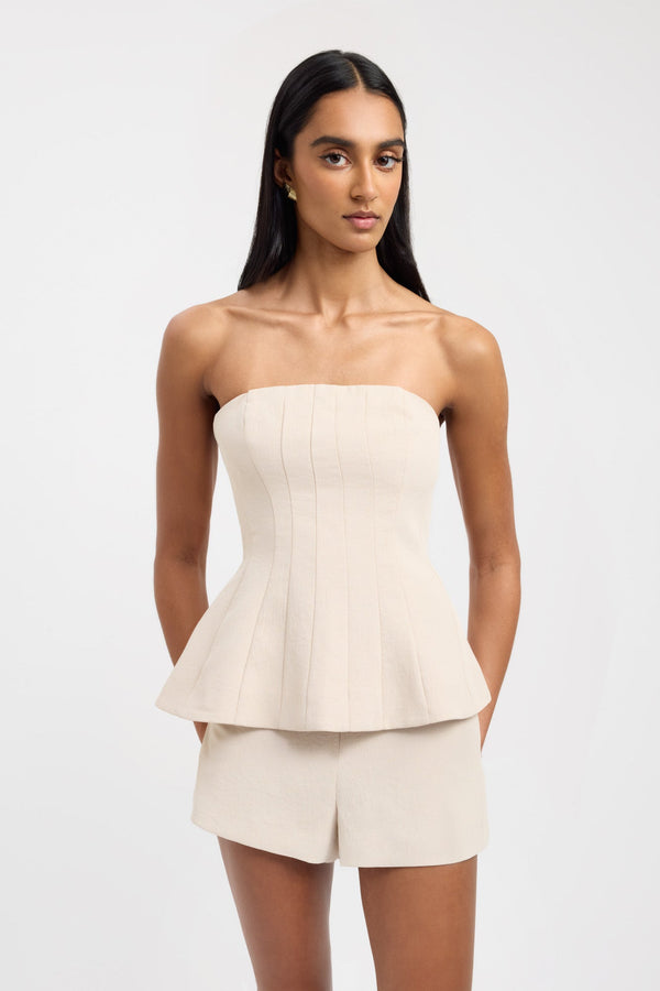 Kookai Oyster Strapless Seam Top Cashew