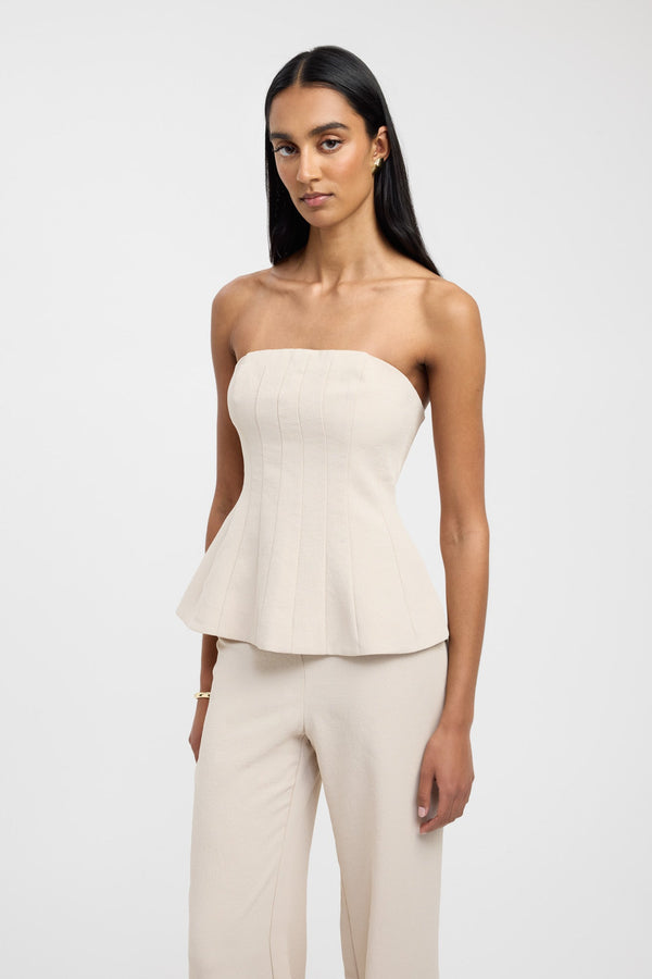 Kookai Oyster Strapless Seam Top Cashew