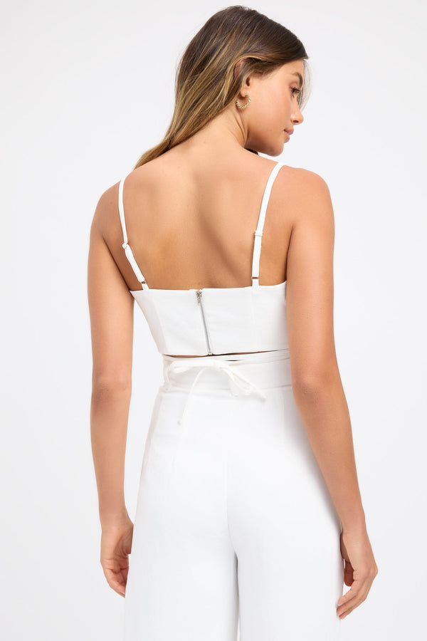 Kookai Oyster Tie Crop Natural White