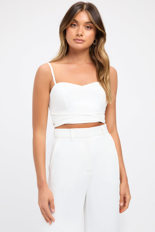 kookai Oyster Tie Crop Natural White