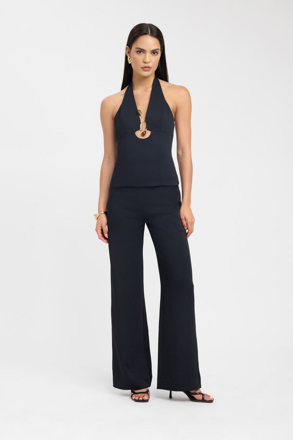 kookai Oyster Trim Halter Top Black