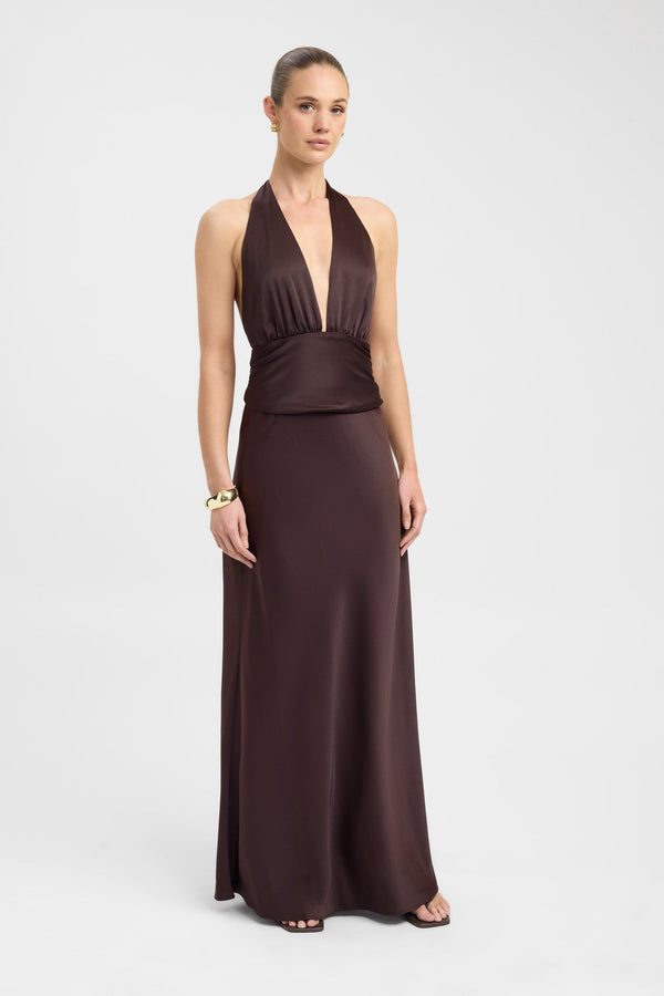 kookai Palermo Maxi Skirt Mahogany