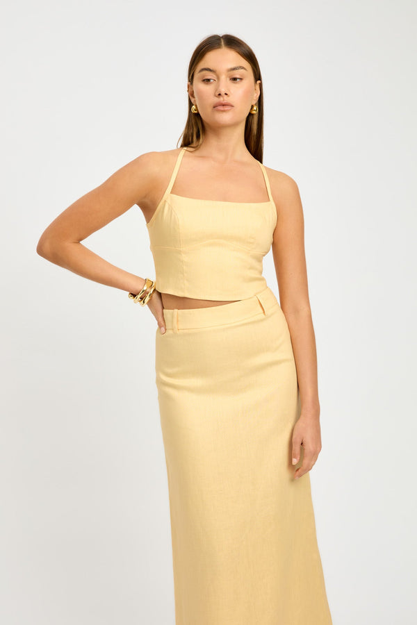 Kookai Palm Backless Top Custard