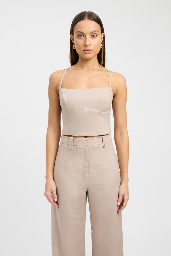 Kookai Palm Backless Top Mushroom