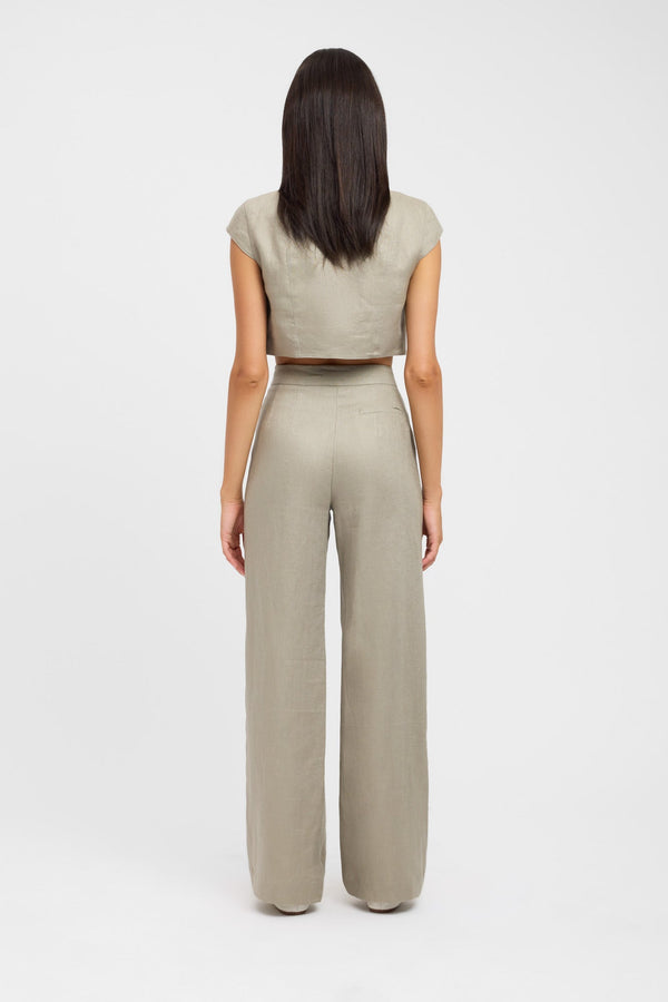 Kookai Palm Button Tee Vintage Khaki