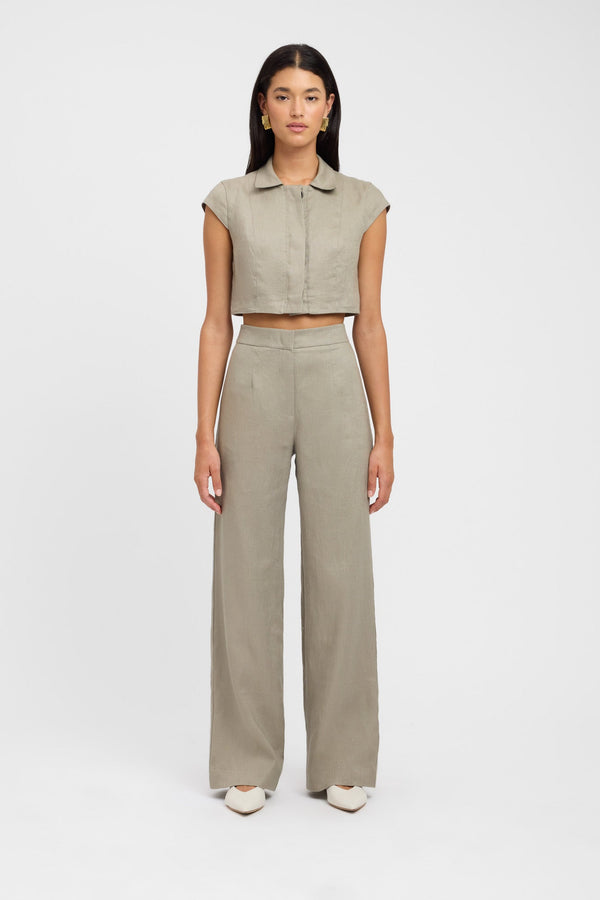 kookai Palm Button Tee Vintage Khaki