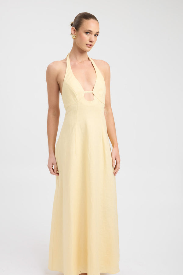 Kookai Palm Halter Maxi Dress Sunflower