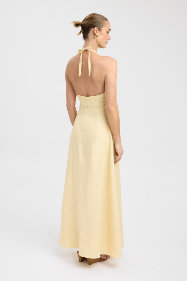 Kookai Palm Halter Maxi Dress Sunflower