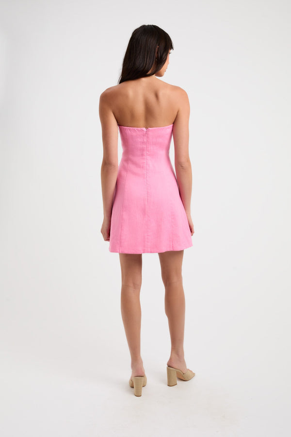 Kookai Palm Strapless Dress Confetti Pink