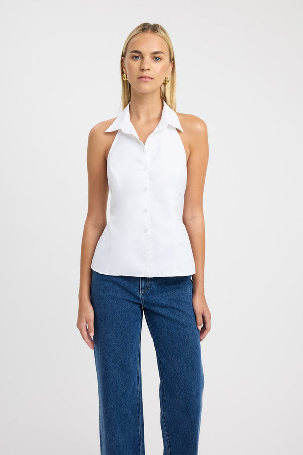 Kookai Percy Halter Shirt White