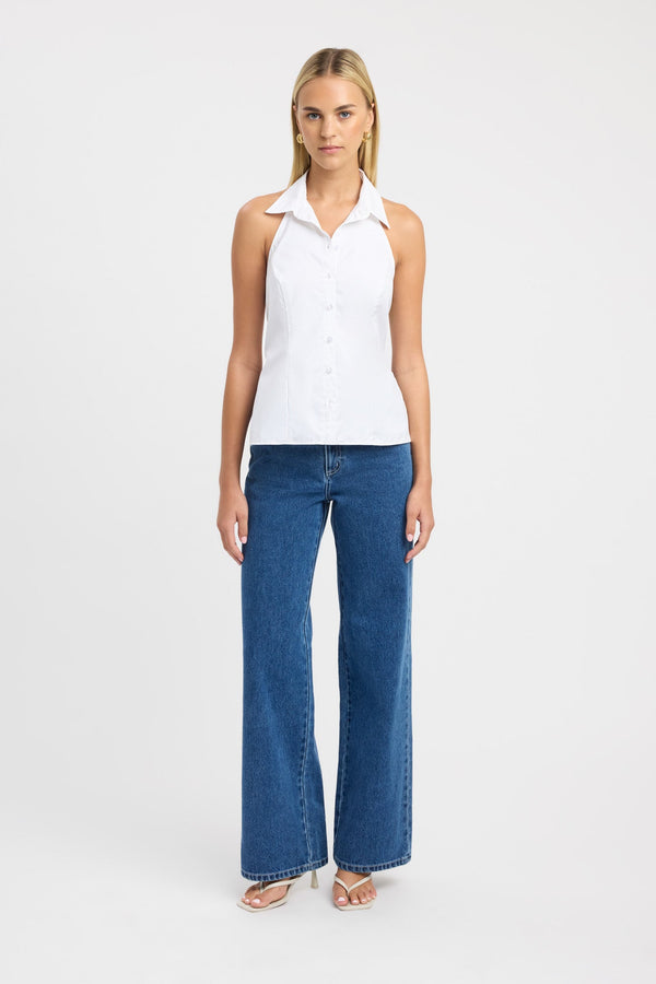 kookai Percy Halter Shirt White