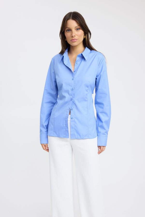 Kookai Percy Open Back Shirt Hydrangea Blue