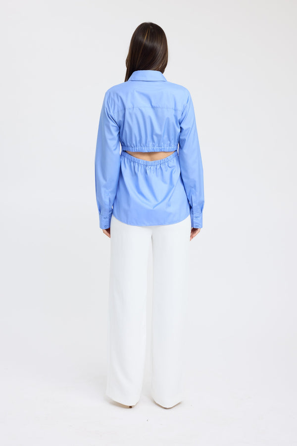 Kookai Percy Open Back Shirt Hydrangea Blue