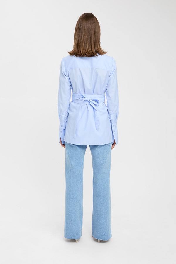 Kookai Percy Tie Belt Shirt Light Blue