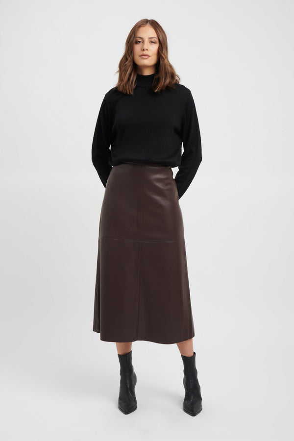 kookai Phoenix Midi Skirt Chocolate