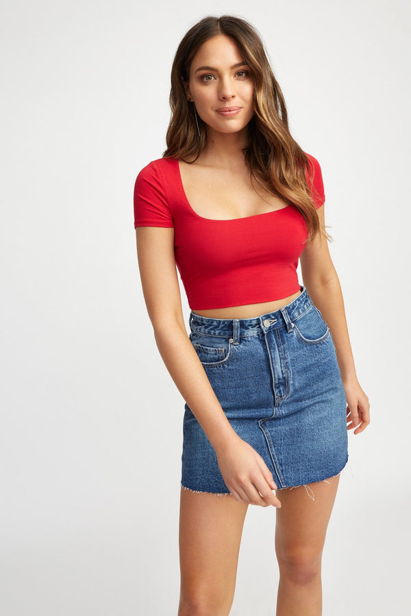 kookai Piper Crop Tee Red
