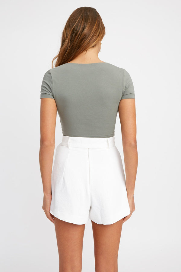 Kookai Piper Crop Tee Spring Moss