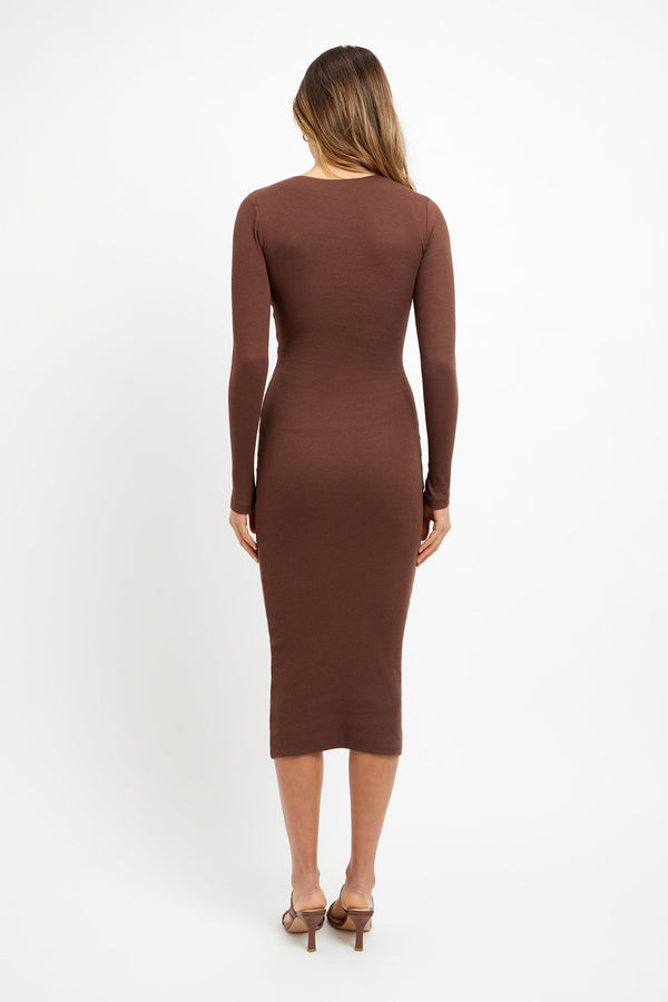 Kookai Piper Midi Dress Chocolate