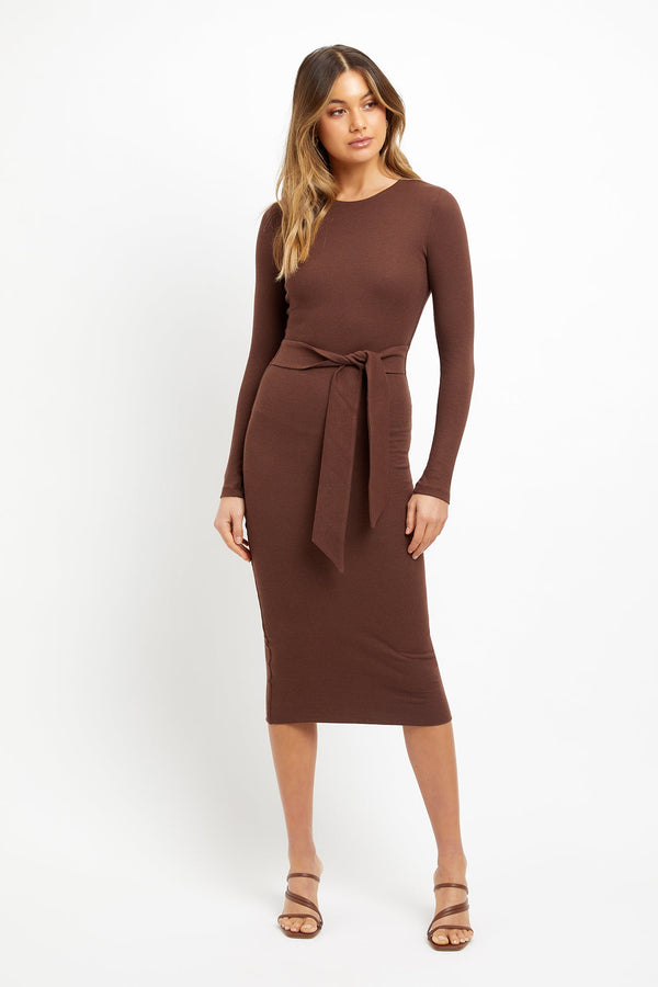 kookai Piper Midi Dress Chocolate