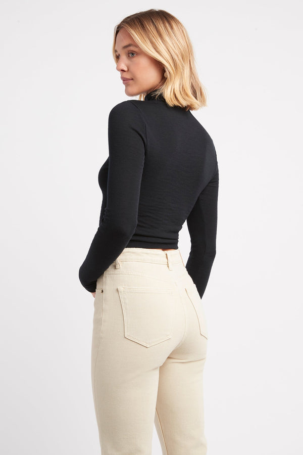Kookai Polo Cropped Top Black