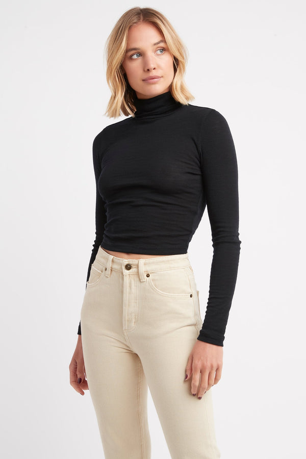 kookai Polo Cropped Top Black