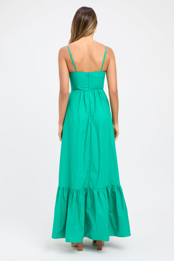 Kookai Poplin Gathered Dress Green