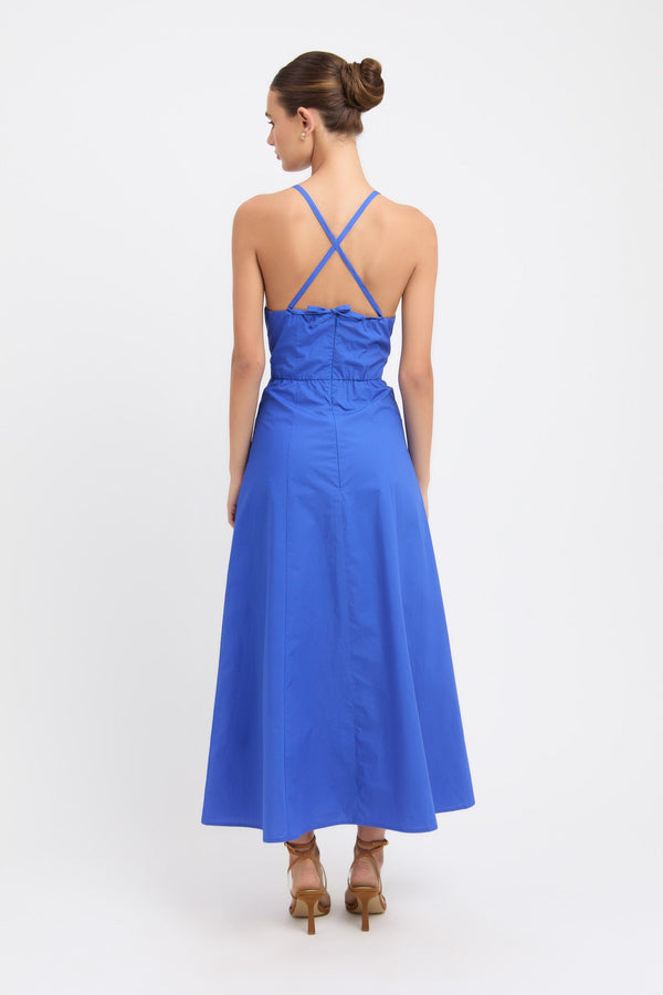 Kookai Poplin Halter Dress Strong Blue
