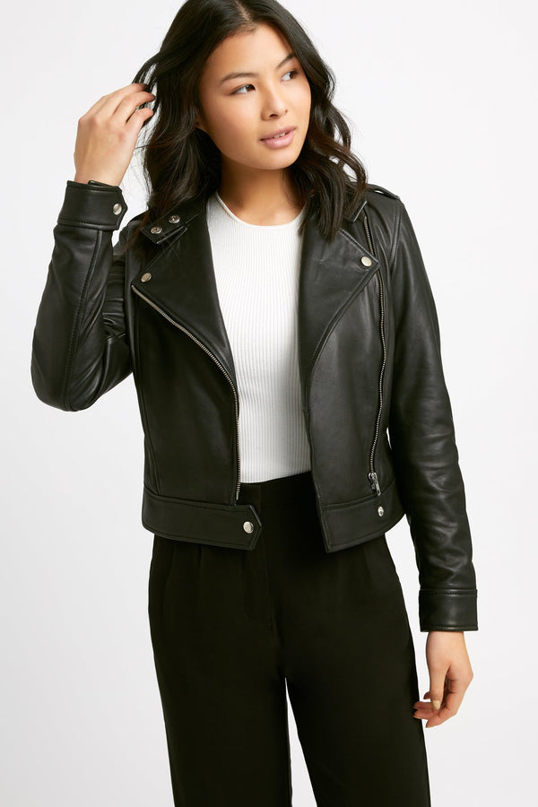 kookai Porto Leather Jacket Black