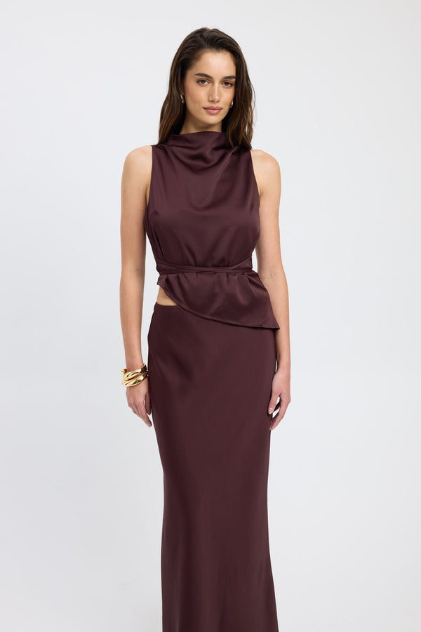 Kookai Prato High Cowl Neck Mahogany