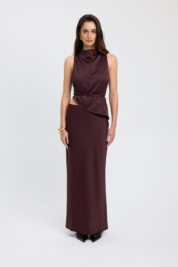 kookai Prato High Cowl Neck Mahogany